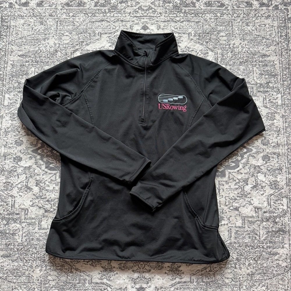 Boathouse Sports US Rowing Black Quarter Zip Pockets Womens Medium Pullover